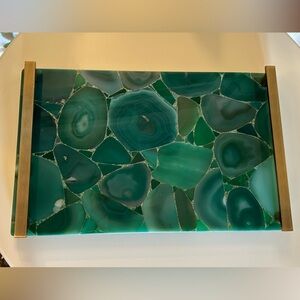 RARE & DISCONTINUED Kendra Scott Antique Brass & Malachite Large Stone Tray